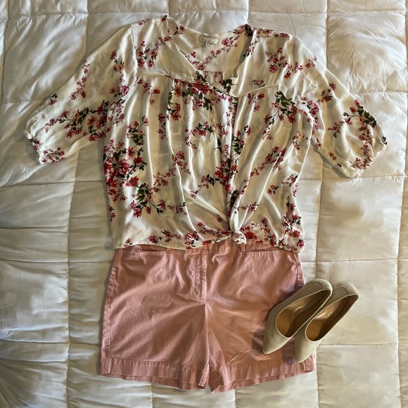 💙 Land's End Chino Shorts Pastel Pink Size 14 - Picture 2 of 5